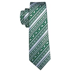 Barry.Wang Mens Christmas Tie Set Green White Elk