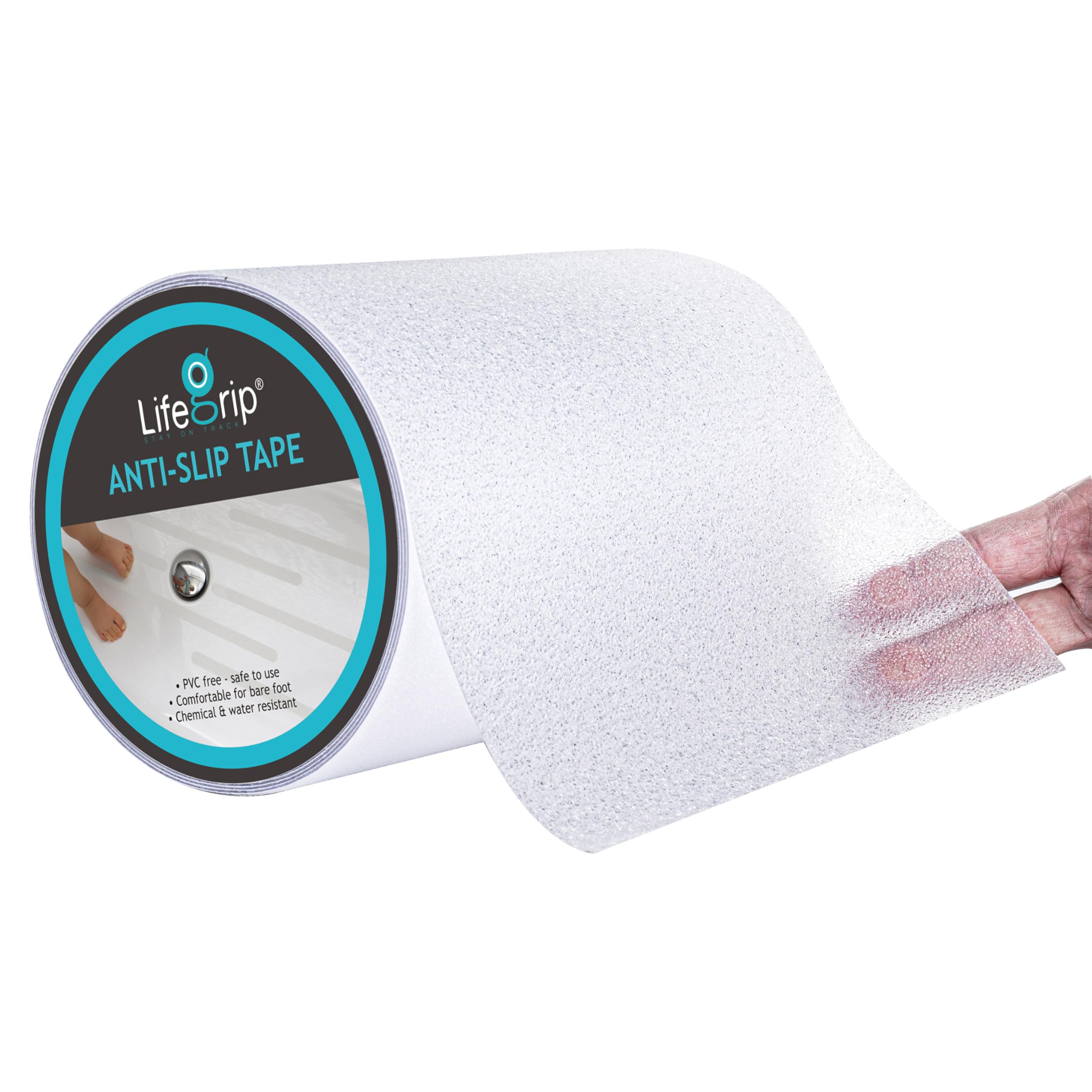 Photo 1 of LifeGrip Anti Slip Transparent Anti Slip Tape, 8 inch by 30 feet, Non-Slip Traction Grip Tape to Tubs, Boats, Stairs, Clear, Soft, Comfortable for Bare feet (8" X 30')