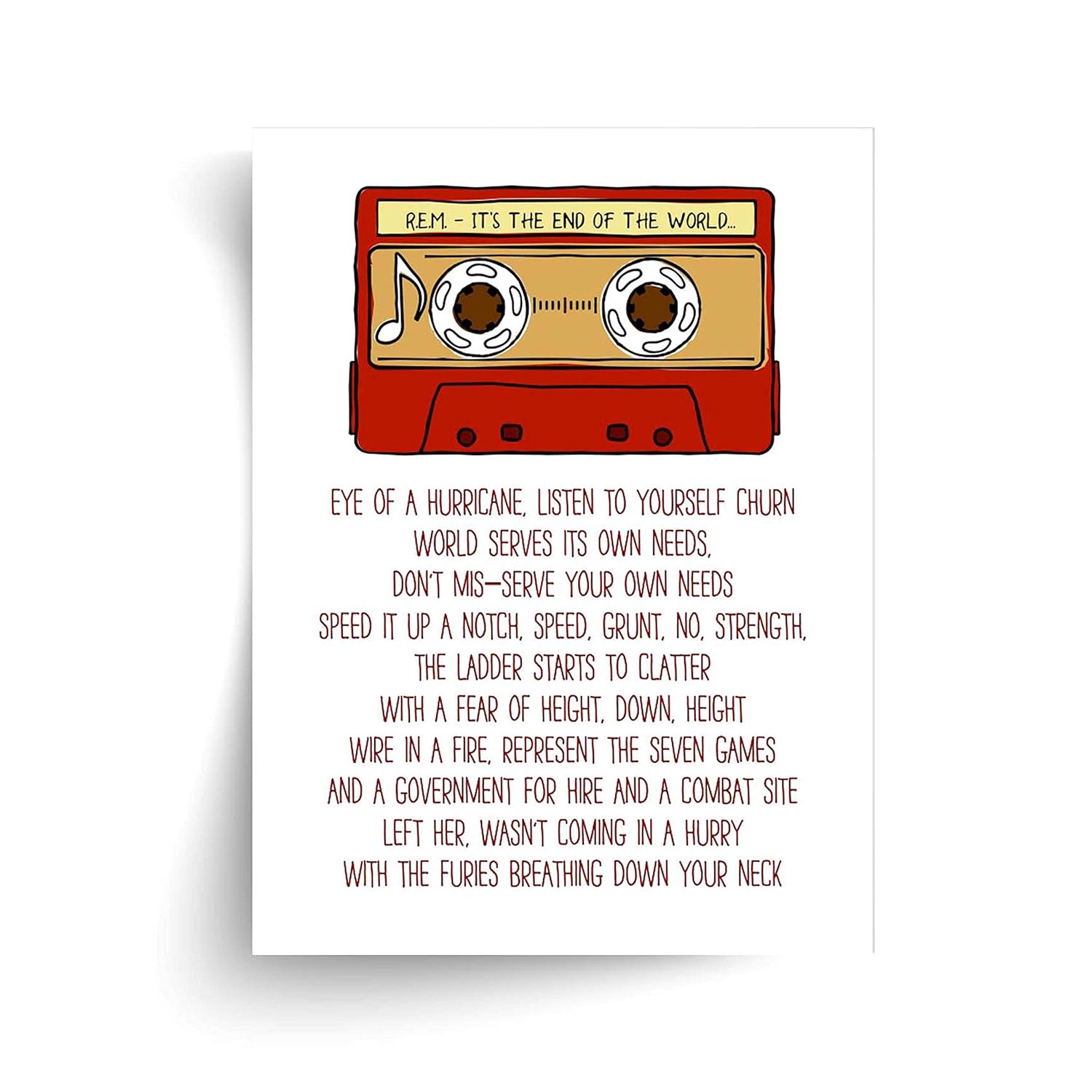 R E M It S The End Of The World As We Know It Lyrics Unframed Print Amazon Ca Handmade