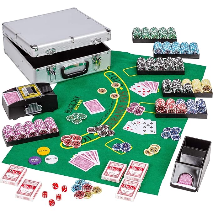 Maxstore Ultimate Pokerset Alu Pokerkoffer Deluxe, 300er BZW. 600er Edition, 12 Gramm METALLKERN Laserchips, Poker Decks, Kar