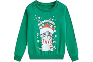ALLIFly Girls Boys Christmas Sweatshirts Unisex Funny Xmas Print Pullover Inner Fleece Long Sleeve Top Shirt for 5-12 Years