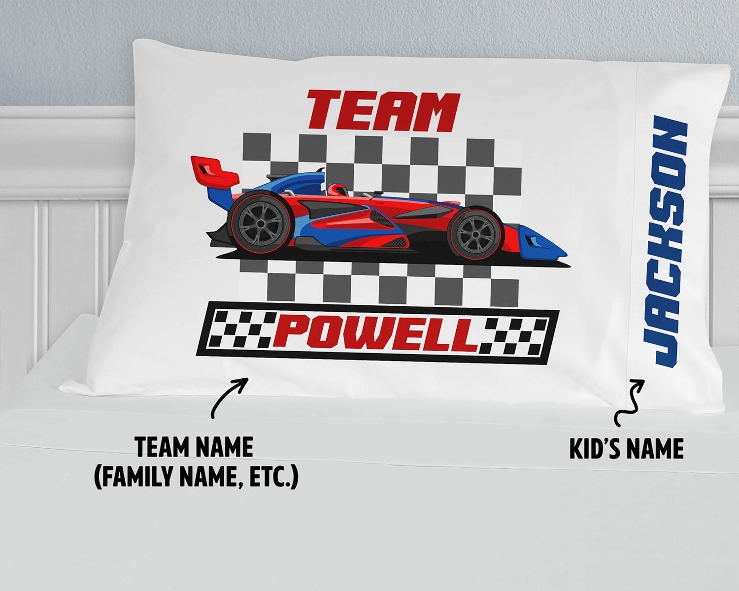 Amazon Com Race Car Personalized Pillowcase Boys Standard Size