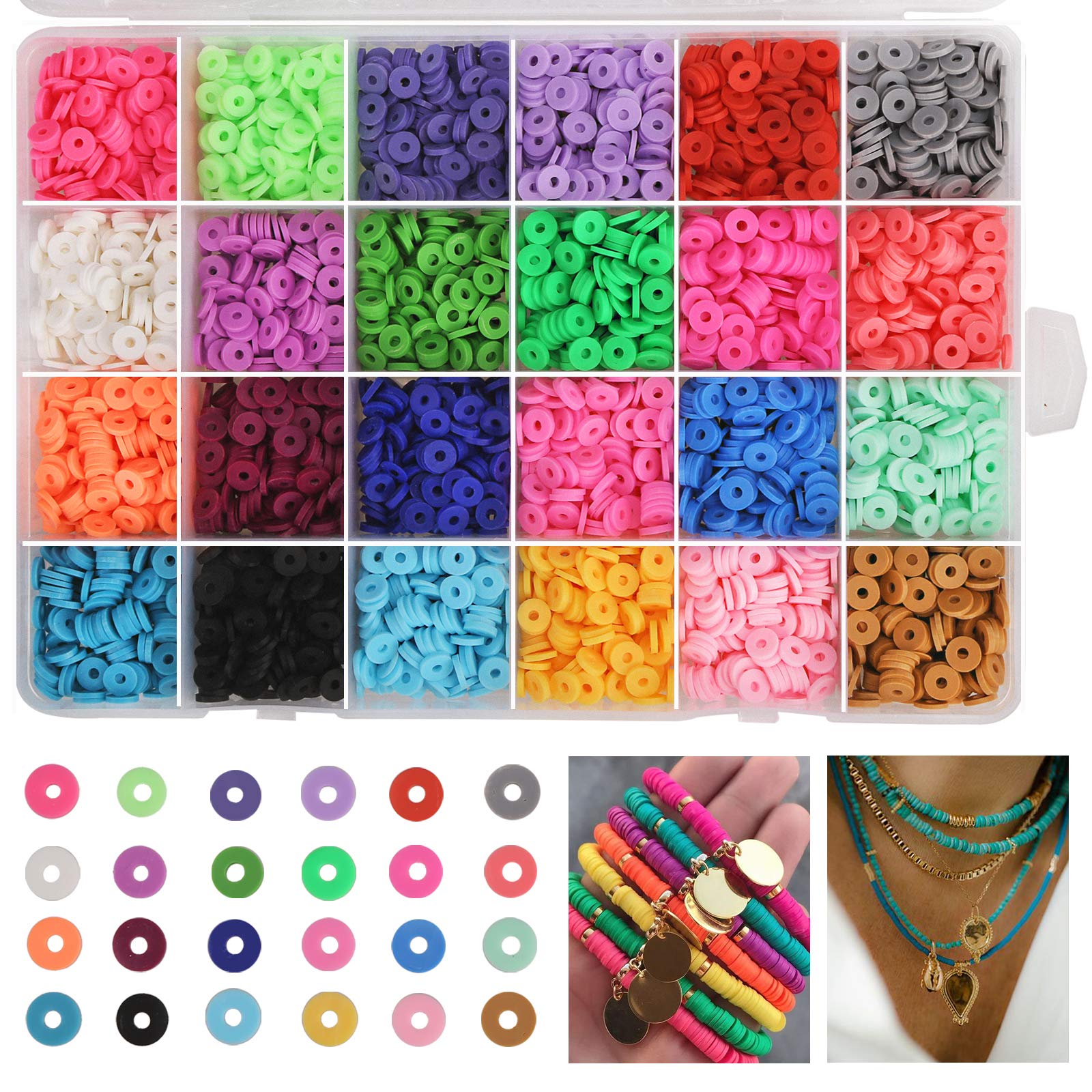 PandaHall Poly Clay Beads Kit — 4500pcs, 18 Colors, 6mm Flat Round Beads For DIY Jewelry