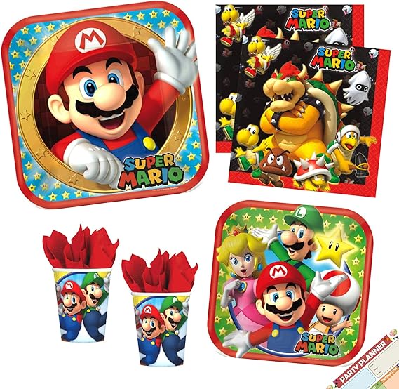 Super Mario Party Plates Napkins and Cups Super Mario Party Supplies