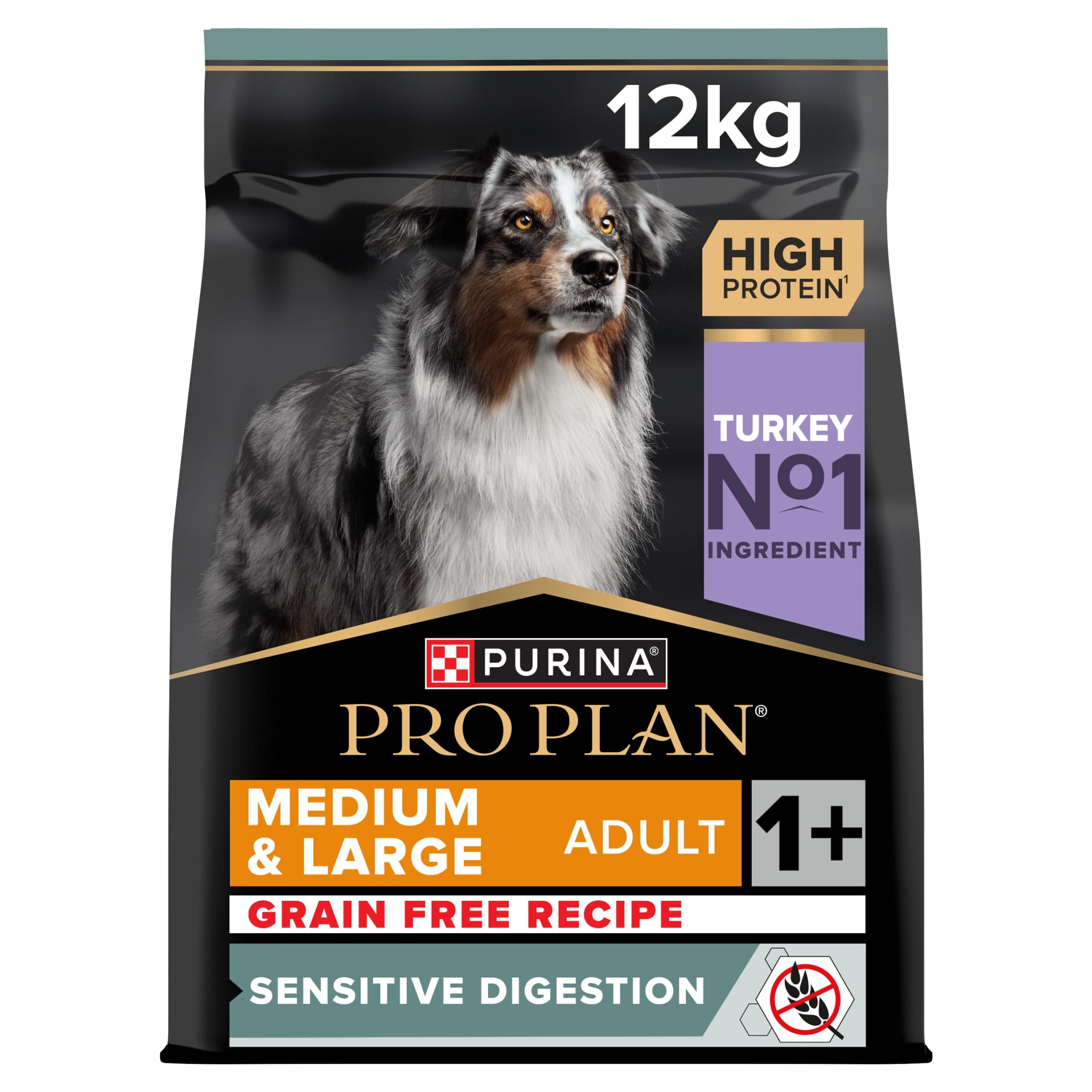 PRO PLAN Grain Free Medium & Large Adult Sensitive Digestion Turkey Dry Dog Food 12kg