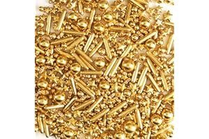 JOYVITAS Gold Pearl Star Rods Sprinkles, Edible Gold Pearls Sprinkles for Cake Decorating, 150g/5.29oz, Cake Decoration, Cake Toppers, Wedding Party, Christmas Baking Supplies