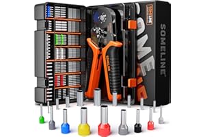 SOMELINE Ferrule Crimping Tool Kit, Self-Adjusting Pliers for Wire Ferrules AWG 24-8, with 18 Sizes Insulated and Non-Insulat