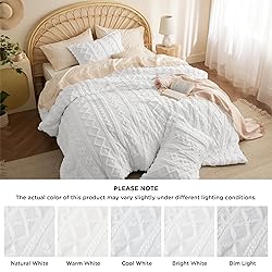 Bedsure Tufted Boho Comforter Set Twin - White Boho