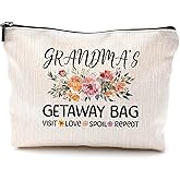 BILLAION Grandma Gifts Makeup Bag, Gift for Grandmother Cosmetic Bags, Grandmother Gifts for Birthday Christmas, Floral Grandma's Getaway Makeup Zipper Pouch