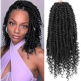 Passion Twist Crochet Hair,12 Inch 9 Packs Pretwisted Passion Twist Hair, Soft Pre Looped And Pre twist Crochet Hair For Women,Short Black Curly Crochet Braids(12",1B#)
