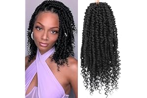 BEFUNNY Passion Twist Crochet Hair,12 Inch 9 Packs Pretwisted Passion Twist Hair, Soft Pre Looped And Pre twist Crochet Hair For Women，Short Black Curly Crochet Braids(12",1B#)