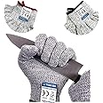 Dowellife Cut Resistant Gloves Food Grade Level 5 Protection, Safety Kitchen Cuts Gloves for Oyster Shucking, Fish Fillet Processing, Mandolin Slicing, Meat Cutting and Wood Carving. (X-Large-2 Pairs)
