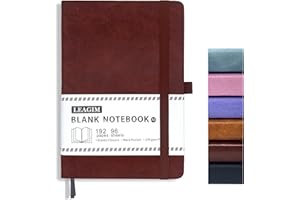 LEAGIM Blank Journal Notebook, A5, 192 Pages 100 GSM Thick Sketch Book for Women Men, Hardcover Leather Unlined Journaling for Work, Notebooks for Writing, 5.8 inches x 8.5 inches (Burgundy)
