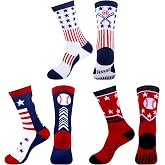 Moyel Sports Socks for Boys Kids 8-12 12-14 Athletic Socks for Kids Crew Socks for Boys Baseball Gifts