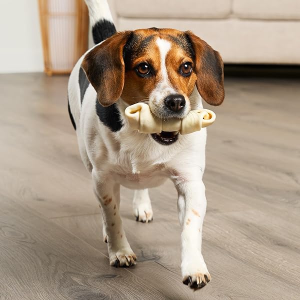 TREATLY AMERICAN SOURCED BEEFHIDE BONES 4-5″ DOG CHEW TREATS – NATURAL FLAVOR, 10 COUNT/1 PACK