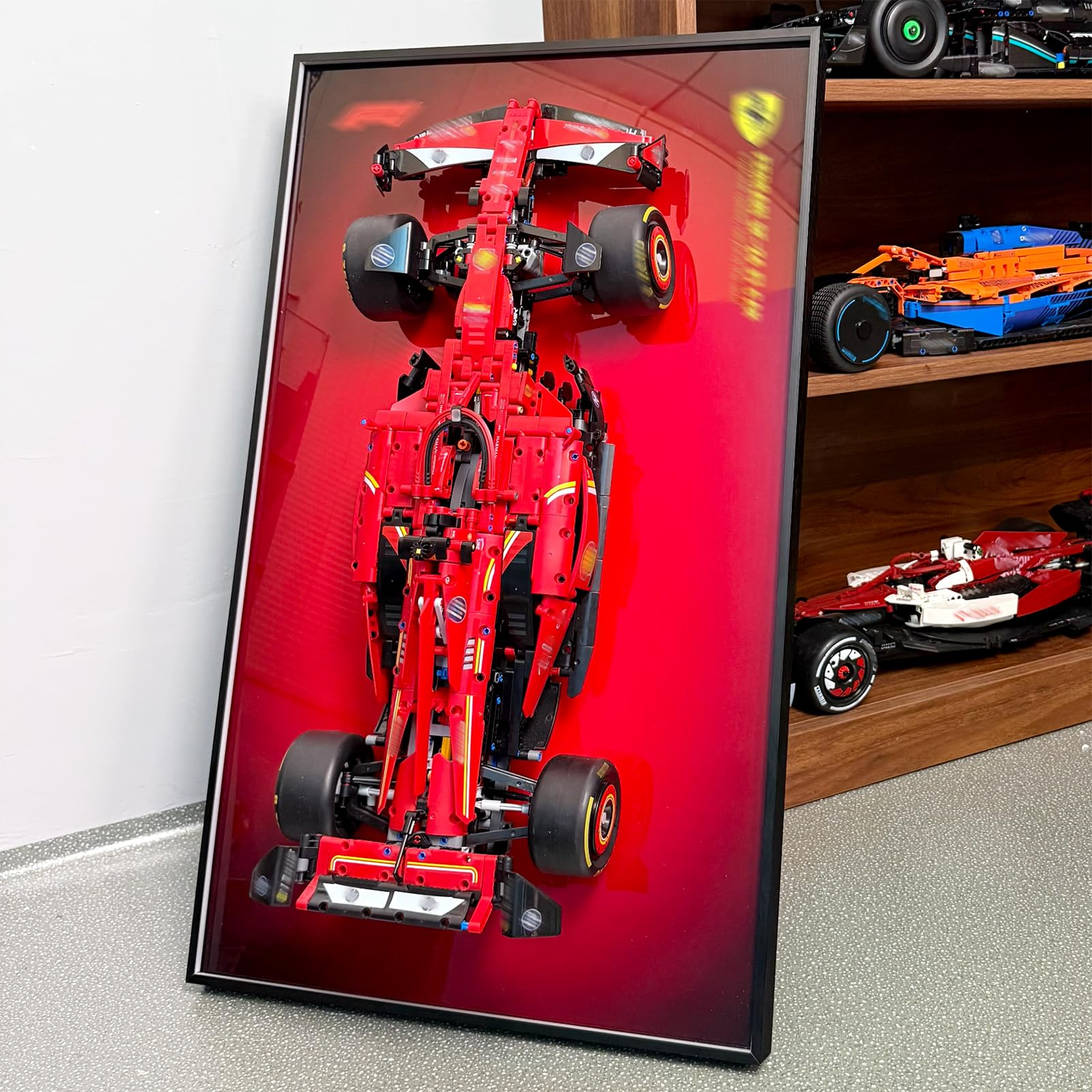 NOVDA Wall Display Board Compatible with Ferrari SF-24 F1 42207 Car Model，29.53x17.72Inch Display F1 Frame Wall Mount Case for Home Office & Collection Display (Excluding Models)
