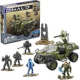 MEGA Halo the Series Vehicle Building Toys Set, FLEETCOM Warthog ATV with 469 Pieces, 5 Micro Action Figures, Poseable Articulation, Kids and Fans