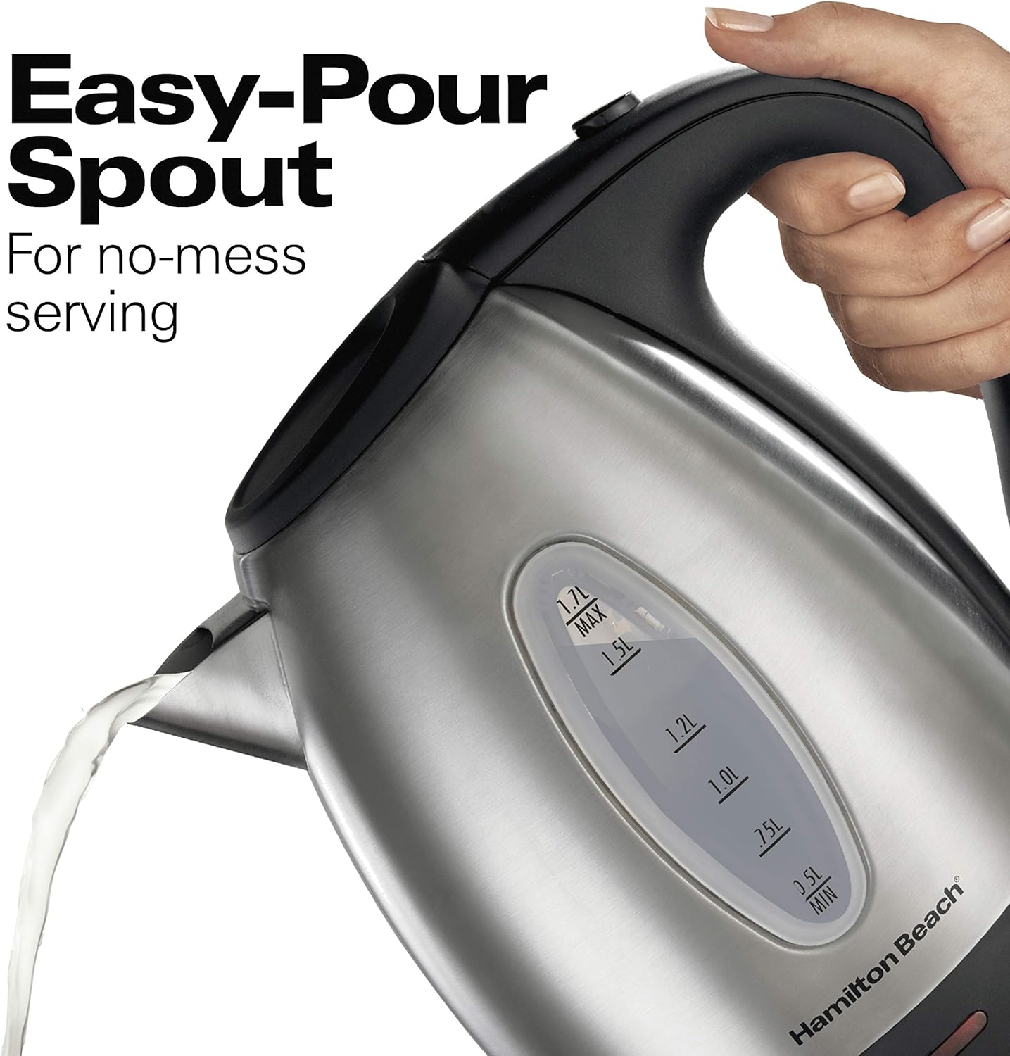 Hamilton Beach Electric Tea Kettle, Water Boiler & Heater, 1.7 L, Cordless, Auto-Shutoff and Boil-Dry Protection, Stainless Steel (40880): Kitchen & Dining