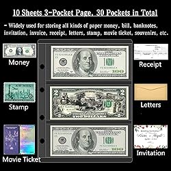 Ettonsun 30 Pockets Paper Money Collection Supplies