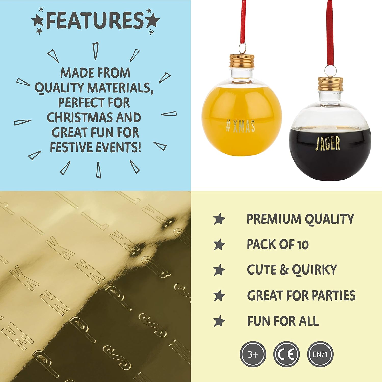THE TWIDDLERS 8 XL Fillable Alcohol Baubles (250ml), Large DIY Spirit & Cocktail Ornaments with Stickers - Image 4