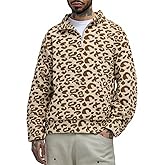 ZAFUL Men’s Retro Geometric Aztec Polar Fleece Sweatshirt – Quarter Zip Pullover with Fuzzy Contrast and Kangaroo Pocket
