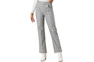 Allegra K Women's Plaid Pants Elastic Waist Casual Work Office Long Trousers