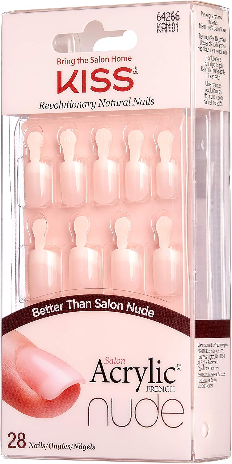 KISS Salon Acrylic French Nude Collection, Breathtaking, Real Short Length Nude Fake Nails, Includes 28 False Nails - Image 4