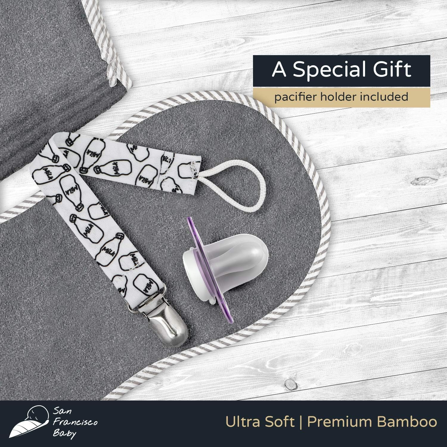 Burp Cloths Unisex 5 Pack Bamboo and Cotton w/ Pacifier Clip - Ultra Soft, Comfortable Fabric - Extra Absorbent Burping Bib for Spit-Ups and Spills - 19 x 9” Baby Burp Cloths Gray: Baby