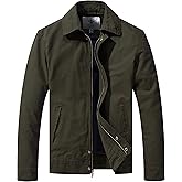 WenVen Men's Lightweight Military Cotton Jacket Casual Spring Lapel Work Coat