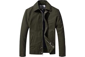 WenVen Men's Casual Spring Cotton Military Jacket Lightweight Multi-Pocket Outdoor Coat