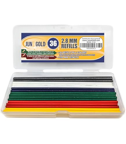 Mines De Crayon Charpentier 2,8 Mm - Lot De 300 (Noir, Rouge, Jaune) - Etanches Pour Menuiserie, Construction, Bricolage