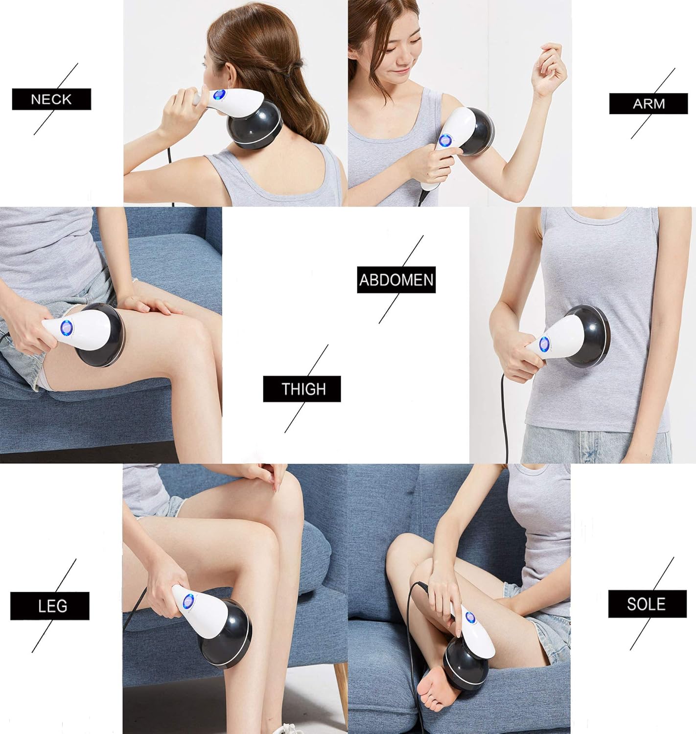 Handheld-Cellulite Massager, Body Sculpting-Machine Full Body Massager Hand Held Back-Massager Electric Foot Massager, Body Shaper for Women, Celulitis-Remover Machine with 4 Massage Wand Attachment: Health & Personal Care