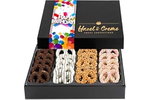 HAZEL & CREME Gourmet Pretzels - HAPPY BIRTHDAY Gifts Box for Women/Men - Birthday Food Gifts - Gourmet Food Gift (Extra Large Box)