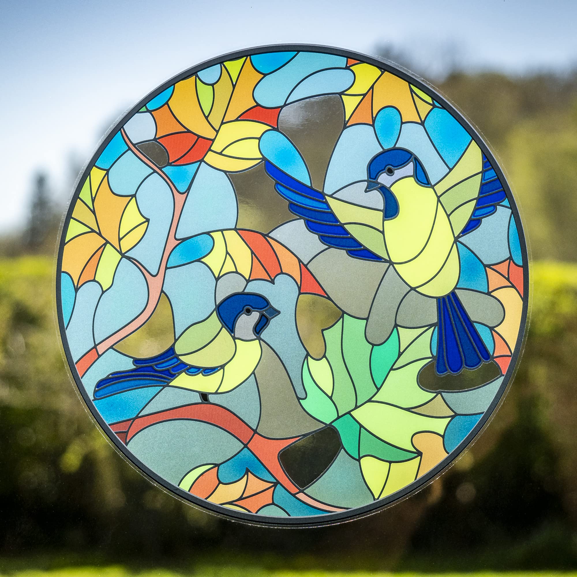 Large Stained Glass Effect Window Sticker - Beautiful Decorative 'Stained Glass' Effect Bird Suncatcher Decal to Apply to Windows
