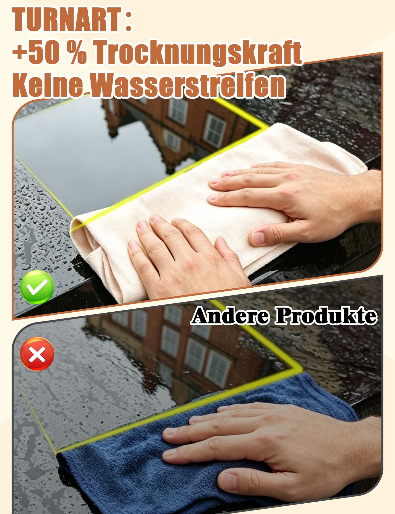 Turnart Auto Reinigungstuch Fensterleder Autoleder Tücher aus echtem Leder (S/50×40cm) 4