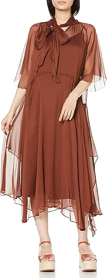 Amazon Co Jp ファーファー ボウタイワンピース Rwfo38 レディース Brw 日本 F Free サイズ 服 ファッション小物
