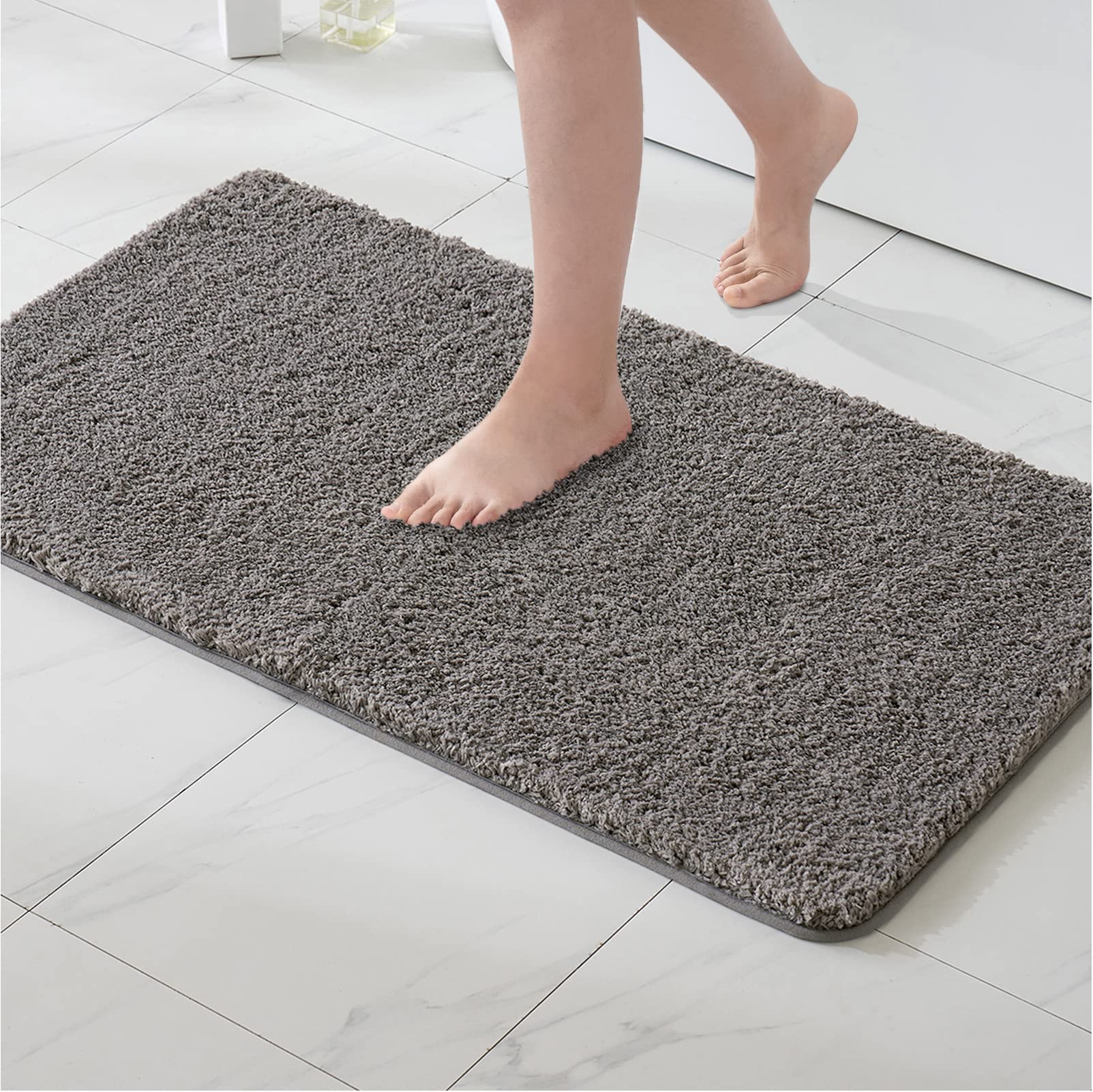 MIULEE Bath Mat Non Slip Absorbent Bathroom Soft luxurious Shower Small Mat Doormat Inside Rugs Kitchen Rugs Carpet Mat Washable for Bathroom Bedroom Kitchen Entrance 70x120 cm Sliver Grey