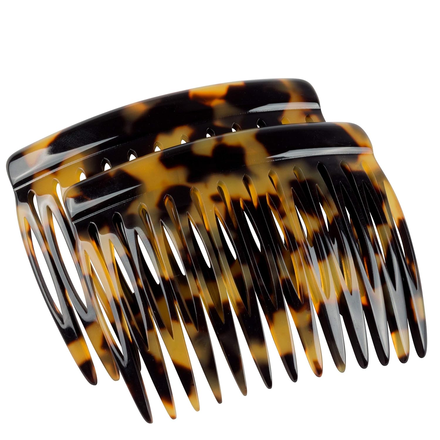 Charles J. Wahba Side Comb (Paired) - 13 Teeth (Mock Tortoise Color) Handmade in France : Decorative Hair Combs : Beauty