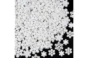 WELECOM 100 PCS Tiny Resin Snowflakes Decor Snowflakes Christmas Craft Embellishments Felt Snowflakes Christmas Party Decorations Snow Shaped Mini Decorated Snowflakes
