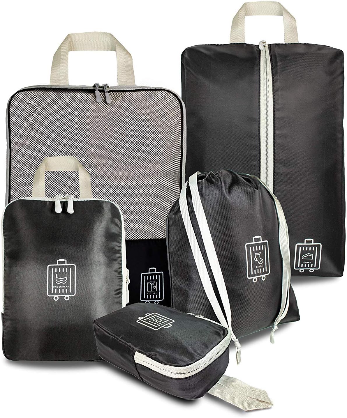 VOCUS Travel Packing Cubes 5 Set Compression Travel Luggage Organizer Multi-functional Clothing Sorting Packages Travel Packing Pouches