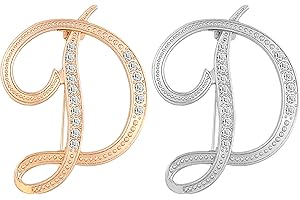 CINFAC 2PCS letter brooch pins for women fashion 26 letters A~Z Gold silver rhinestone men Women's alphabet initial brooches pin for clothing Christmas stockings bulk