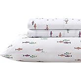 Eddie Bauer Kids - Queen Sheets, Stain-Resistant Toddler Bedding with Matching Sham(s), Super Soft, Ideal Boy Room Essentials (Fish Lake White, Queen)