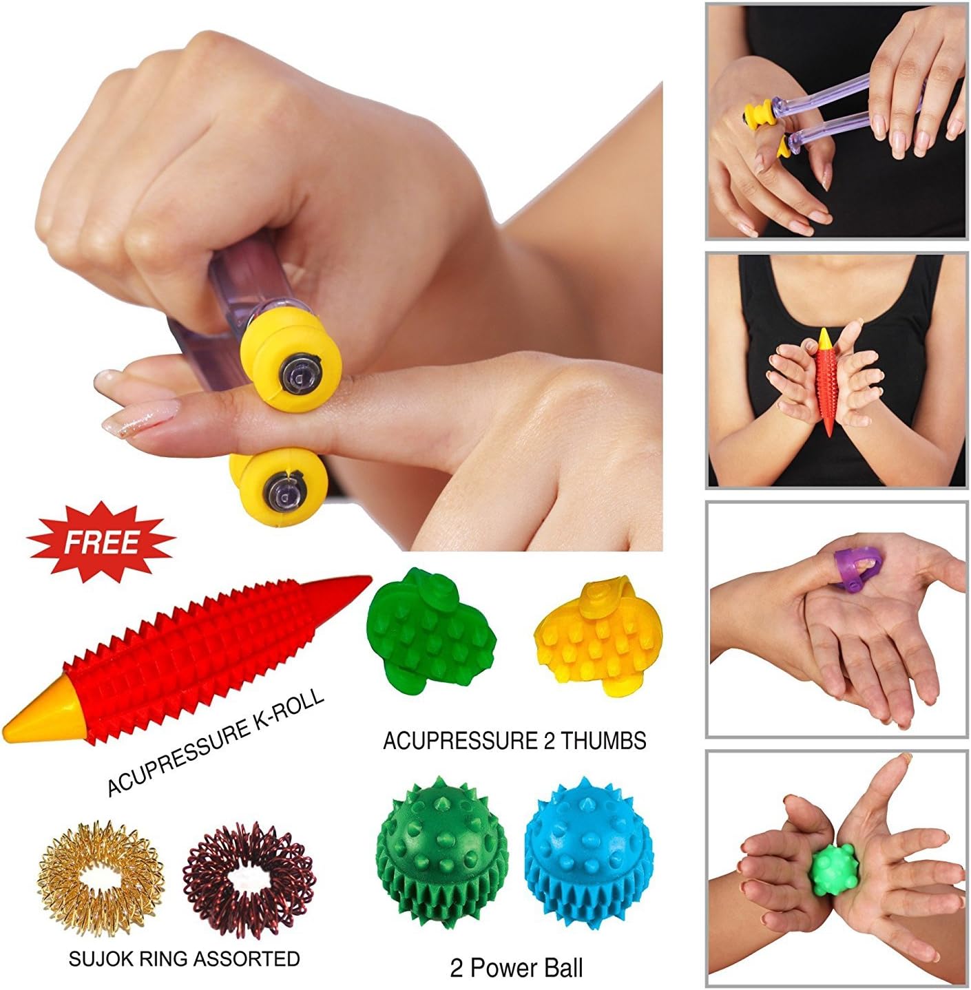 Finger Care Massager, Acupressure Massage Rings for Complete Relax Hand