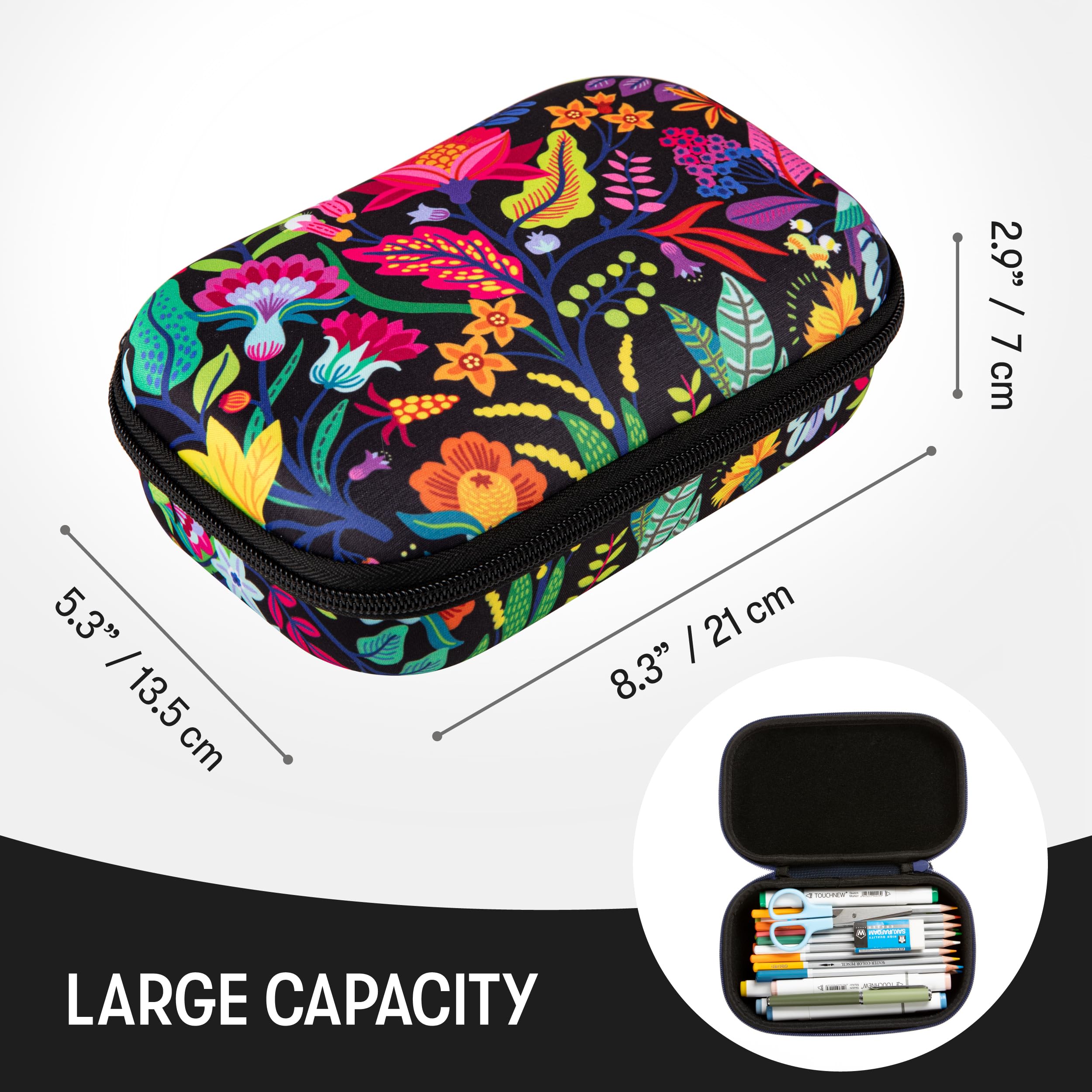 ZIPIT Flowers Pencil Case for Girls, Cute Pencil Box for School, Large Capacity Stationery Organizer Box