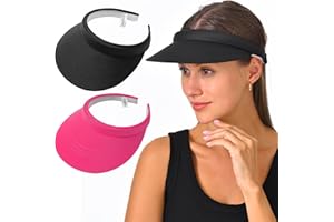 KEJEA 2 Pack Visor Women Men Sun Hat Clip On Visors Adjustable Sport Wide Brim Cap
