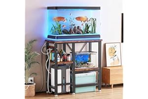 Maeklon 20-29-37 Gallon Fish Tank Stand, 30"Lx13.7"H Metal Aquarium Stand 400LBS Capacity, 3-Tier Adjustable Storage Shelves 