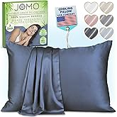Zippered Pillowcases - King Size 36x20, 100% Viscose Derived from Bamboo, 2 PK, Navy Gray - Cooling Pillow Cases - Silky Pillow Covers for Hot Sleepers, Menopause, Night Sweats - by JoMo