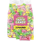 Chewy Taffy Candy Bars, 2 lb Individually Wrapped Assorted Fruit Taffy | Sour Apple, Office, Pi&ntilde;ata Fillers, Approx. 100 Pieces, exciting double-fruit combos, portion out, or place in candy bowls