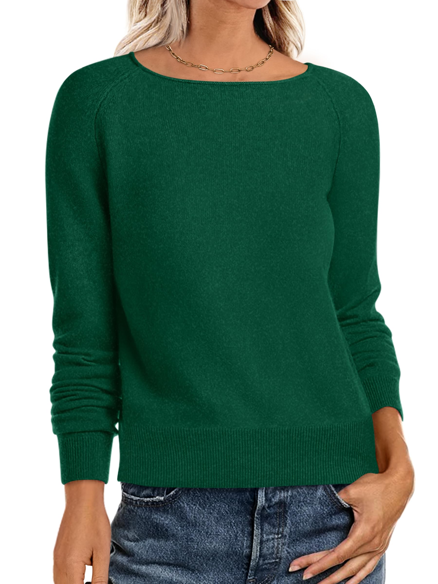 Photo 1 of ANRABESS Womens Long Sleeve Rolled Neck Casual Soft Lightweight Basic Pullover Sweater Top 2025 Fall Shirt Work Outfits Forest Green Medium
