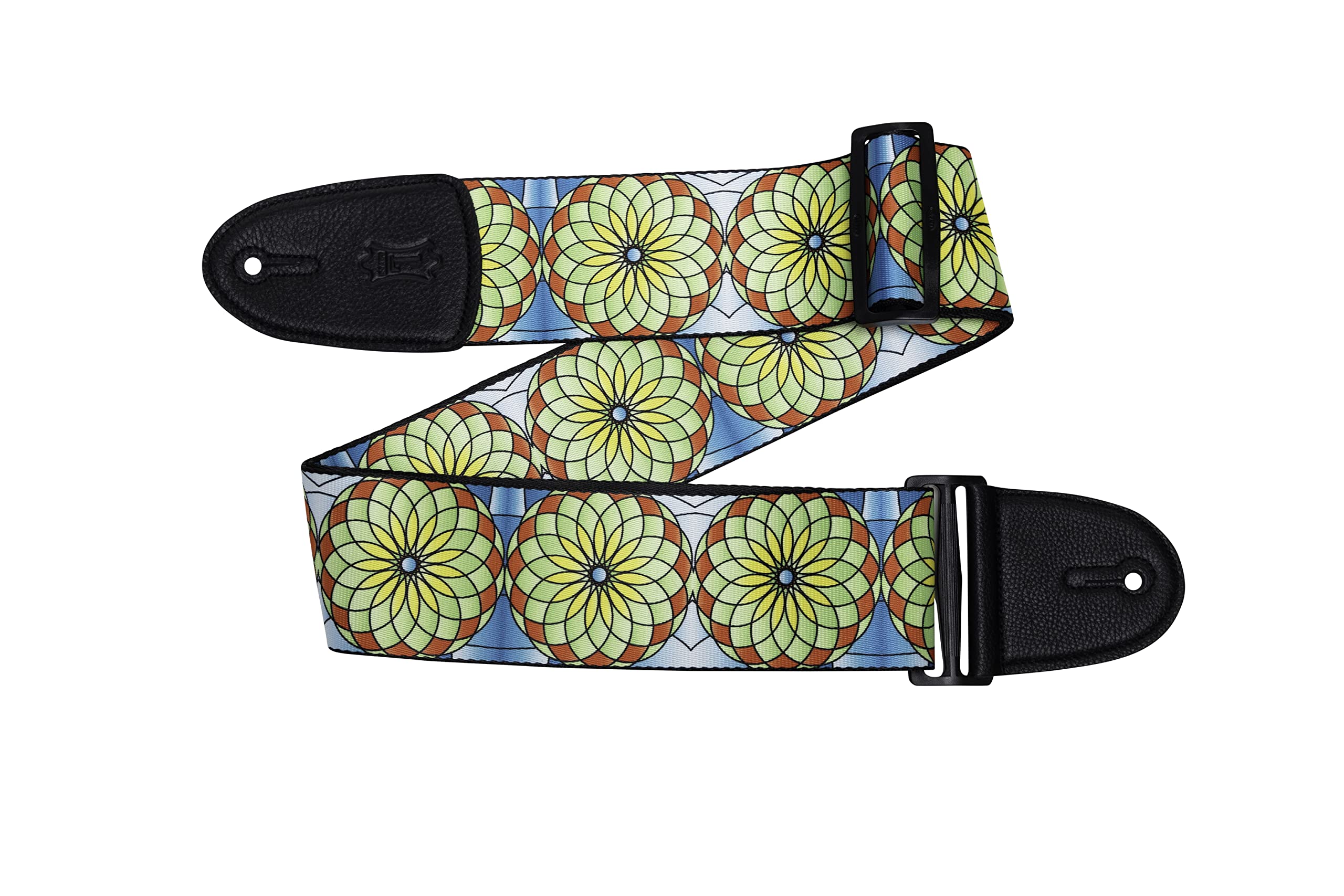 Levy's Musical Instrument 3" Stained Glass Guitar Strap with Spring Bloom Design, One Size